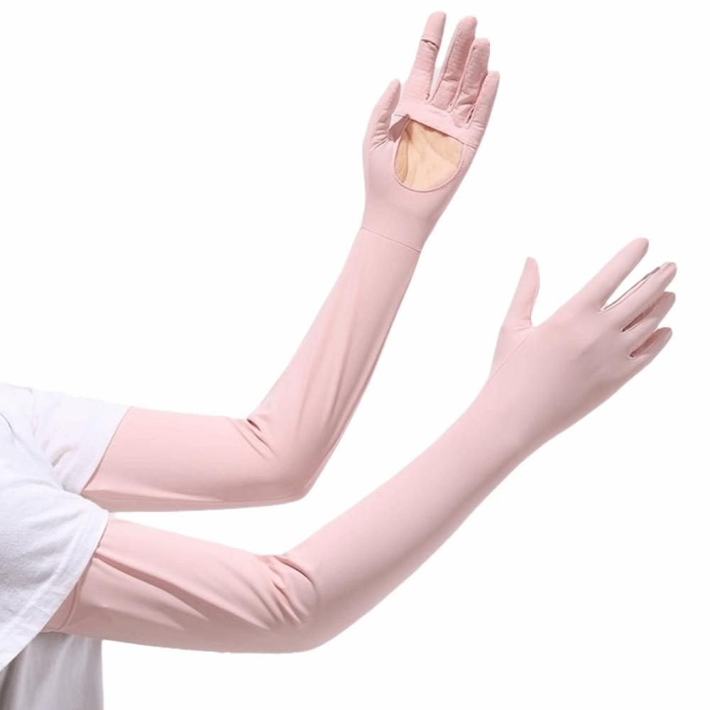 Non-slip Long Sleeve Sun Protection Sunscreen Sleeve Gloves Breathable Summer Arm Cover  Women
