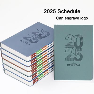 A5 Daily Planner, 2025 Soft Imitation Leather Diary, Student 365-day Planner, Thickened Business Meeting Record Book, Memo