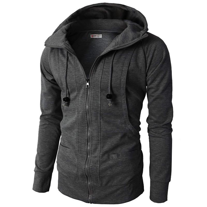 New men's sports fitness casual jacquard sweatshirt fleece cardigan hooded jacket