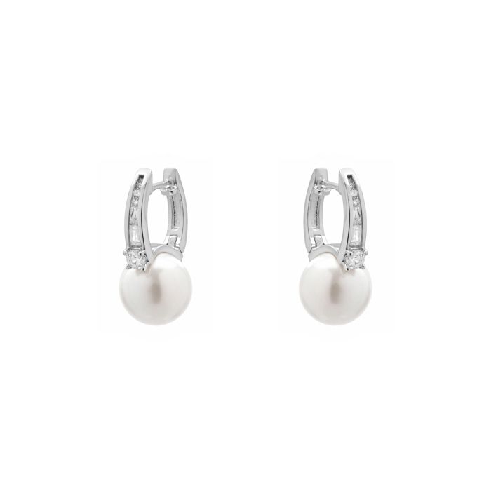 Boucle d Oreille Luxenter en alliage métallique et finition Rhodium perle blanche - Sewi