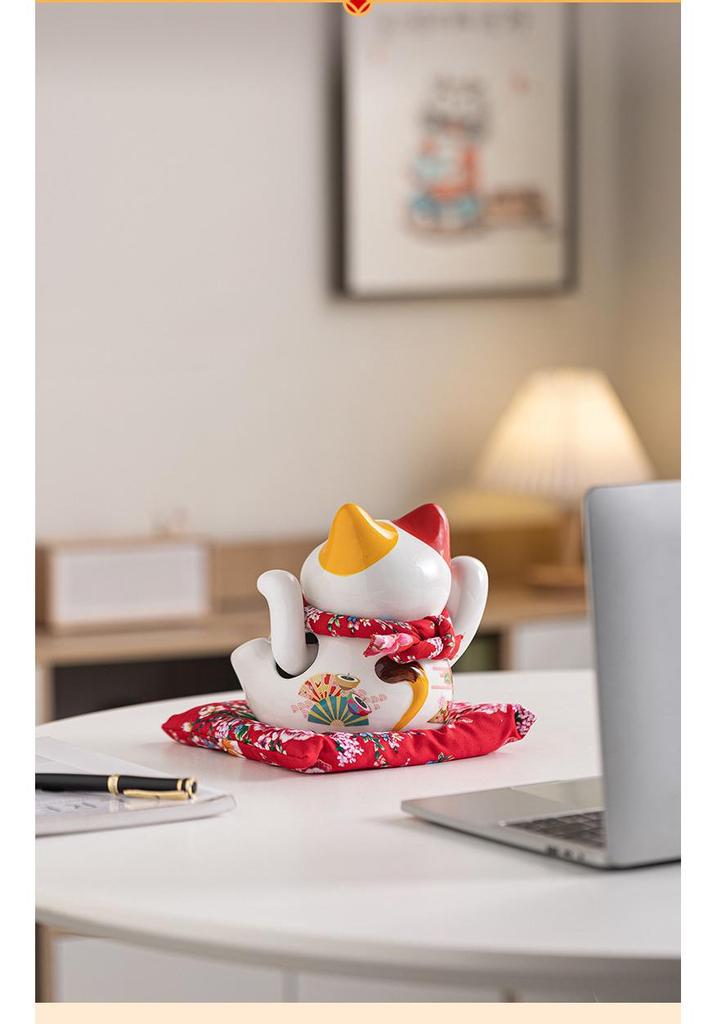 Automatic Waving Lucky Cat Ornament - Prosperity Gift for Home, Shop, or Business Entry