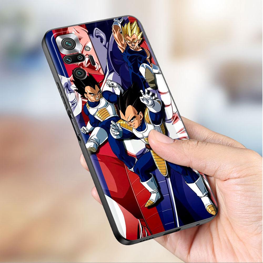 Luxury Black Phone Case For Xiaomi Redmi Note 11 10 9 8 7 Pro 9S 9A 9C 10s 8T K40 10C 10S Funda Cover Beerus Dragons Anime