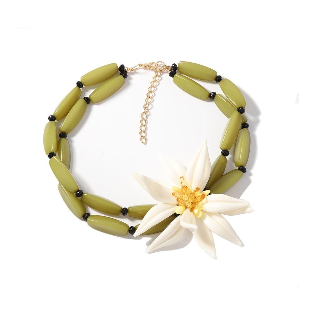 Bracelet Bamboo Flowers Jewelry Set Handmade Floral Ear Studs  Vacation