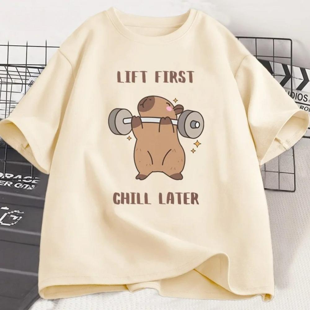 

Capybara Gym T-Shirt Men Women Sports Tee Workout Fitness T Shirt Top Unisex Softstyle Women Tshirt Clothes Women Clothing Tops S разноцветный