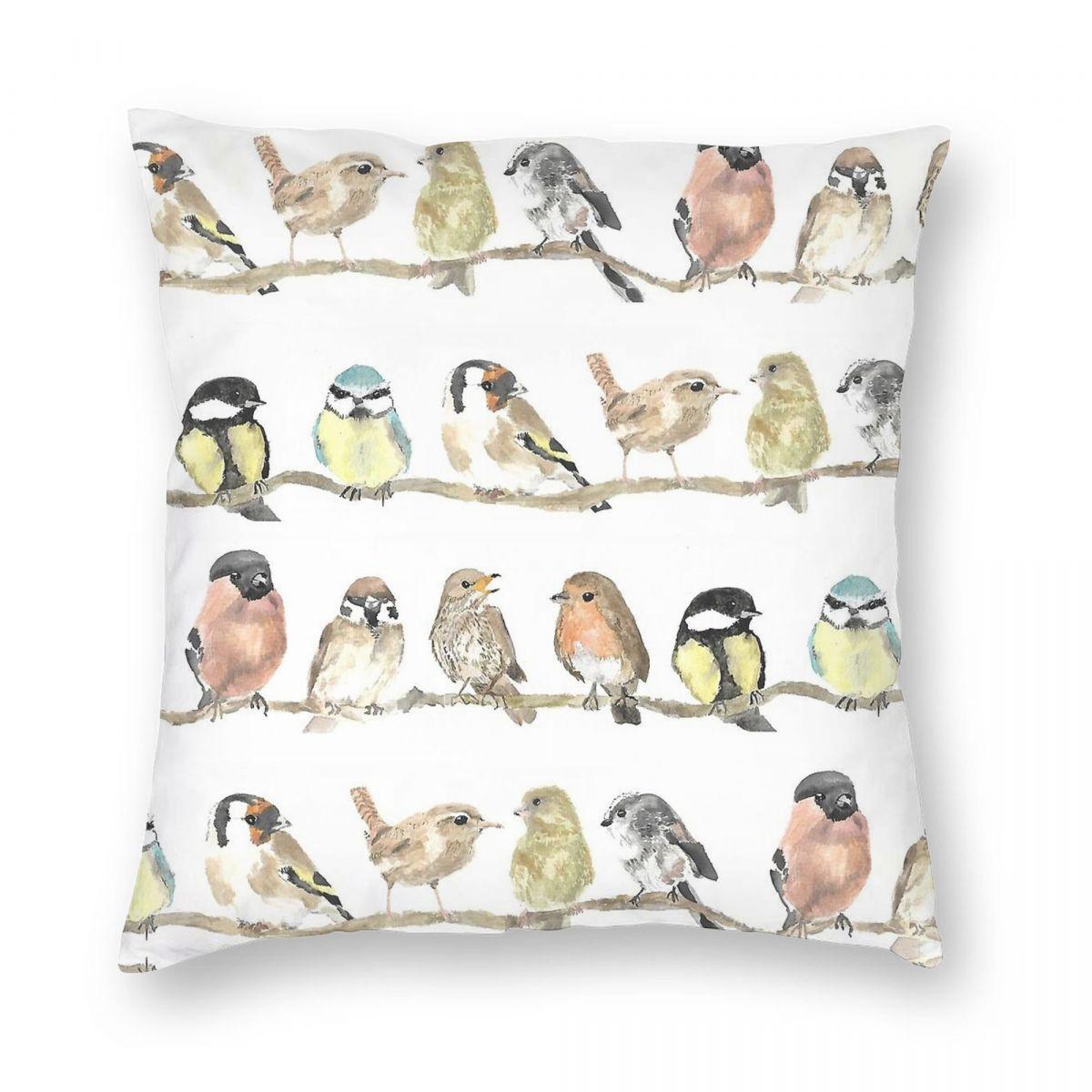 Dawn Chorus Garden Birds Square Pillowcase Polyester Linen Velvet Pattern Zip Decorative Pillow Case Home Cushion Cover 30x30cm