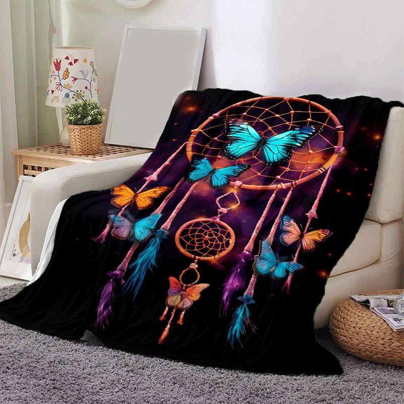 1pc Dream Catcher Printing Lightweight Flannel Blanket, Comfortable and Warm Blanket, for Camping Sofa Bed and Couch Office, Gift
