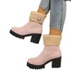 Autumn and winter new European and American low boots with fleece to keep warm large size thick heel Martin boots cotton