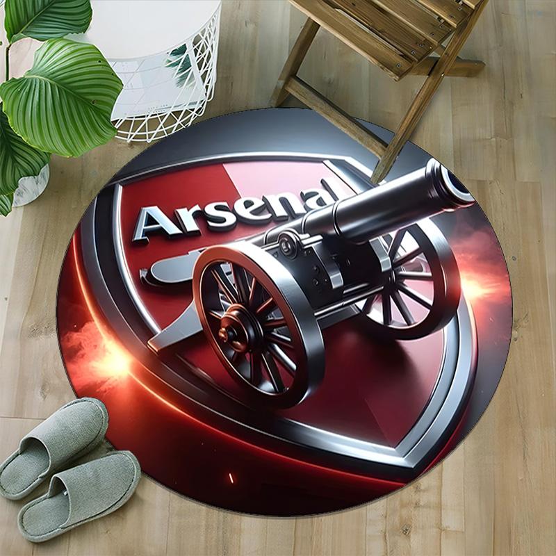 1pc A-Arsenal Carpet, Round Rug, Comfortable, Suitable for Entryways, Living Rooms, Office, And Bedrooms, Christmas Decoration