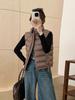 Cotton Vest Women's Autumn and Winter New Stand-up Collar Short Cotton Vest Pocket Zipper Light and Slim Vest