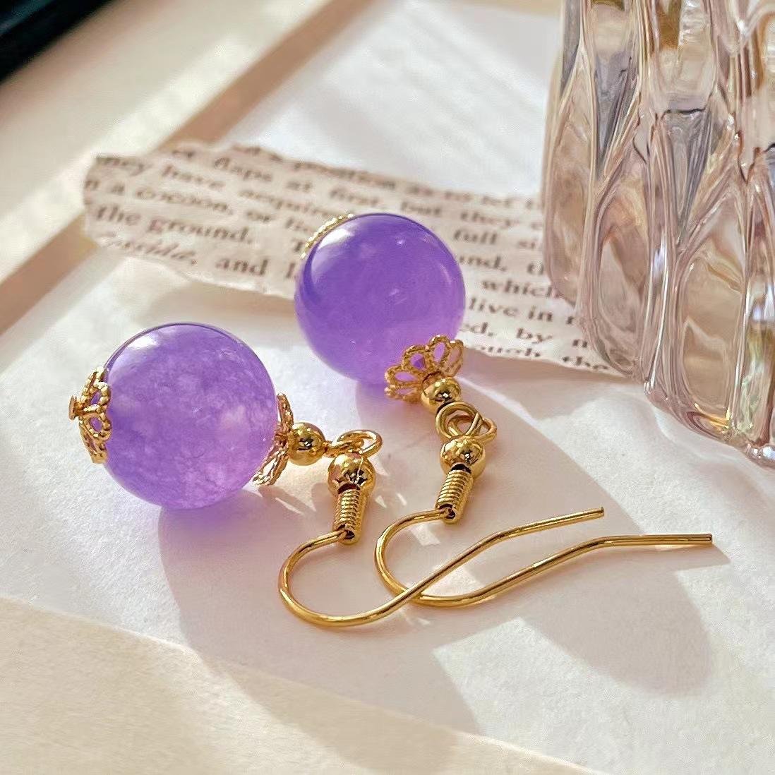 Vintage Purple Quartz Rock Earrings