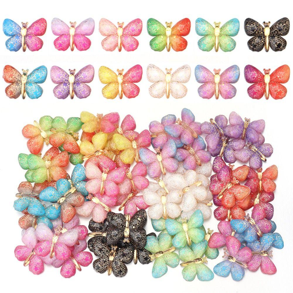 Two-tone Gradient Butterfly Beads  For DIY Necklace Bracelet Jewelry Making Accessories