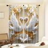 Artistic Elegant Swan Floral Print Curtains White Gold Polyester Living Room Bedroom Study Home Decor Set Of 2 Made