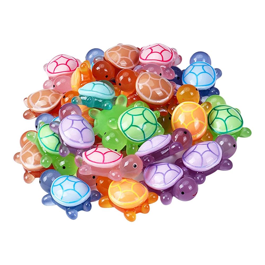 Nachtleuchtende Große Schildkröte + 100 Stück Mini Leuchtende Schildkröten Figuren Harz Handwerk Leuchtende Schildkröte Aufbewahrungsornament Landschaft Schreibtisch