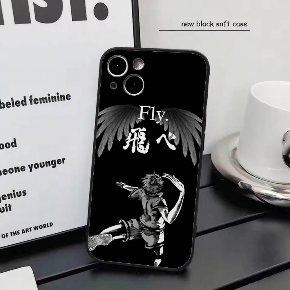 Haikyuu For IPhone 15 16 14 Plus 13 12 11 17 Pro Max 17 Air Black Soft Phone Cover