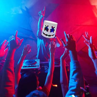 Halloween LED DJ Mask Verklighetstrogen Marshmello-mask Andningsbar Hjälmmask Hållbar Karnevalsfestival Halloweenfest Rekvisita Cosplay
