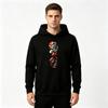 Erkek Şık Soyut Kırmızı Siyah Sazan Baskılı Kapişonlu Sweatshirt Günlük Uzun Kollu Sweatshirt
