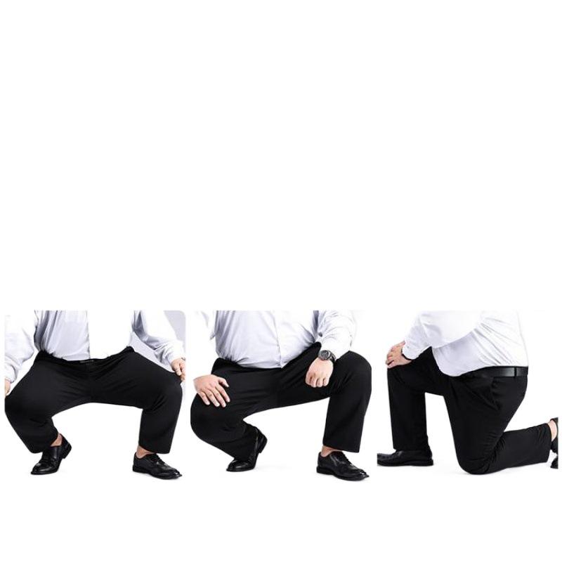 Men's Plus Size Elastic Waist Pants - Loose, Straight, Casual, Mid-Aged Style, Thickened, Plus Velvet