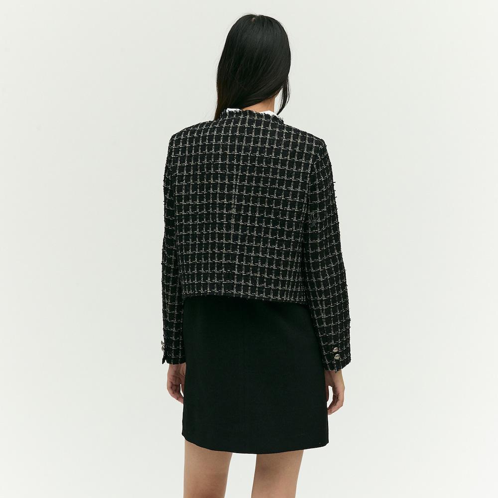 Ebm Yuvarlak Tweed Tek Ceket Emp2Wjk020