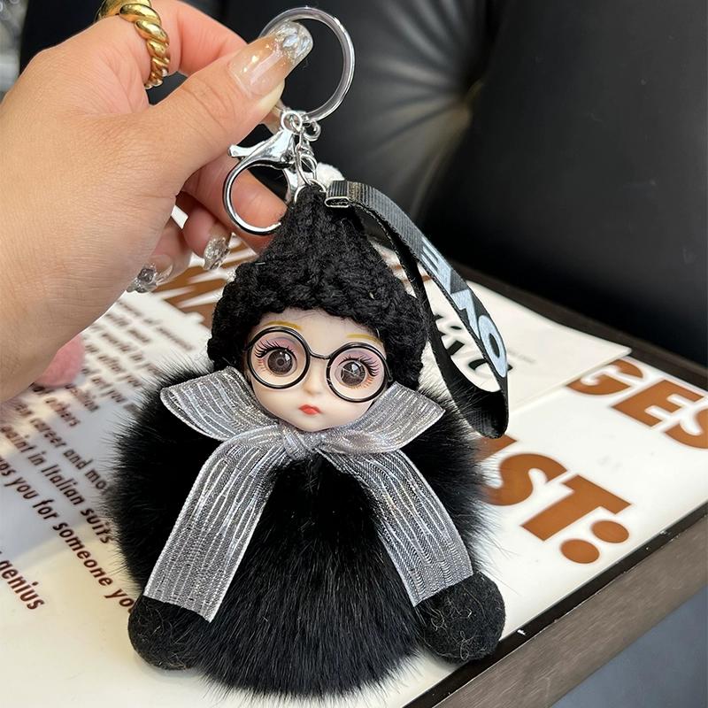 Echter Fuchspelz Puppe Auto Schlüsselanhänger Anhänger Niedliche Plüschpuppe Puppe Buchtaschenanhänger Paargeschenk