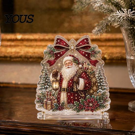Xmas Party Table Centerpieces Christmas Faux Diamond Painting Tabletop Ornaments, Beginner-Friendly DIY Acrylic Rhinestone Art Supplies Craft