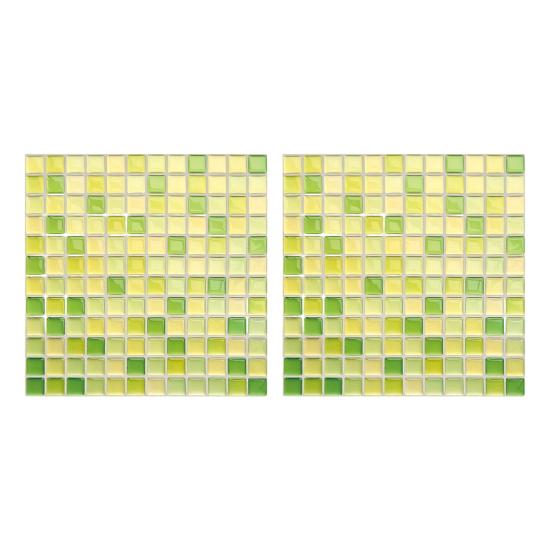 2Pcs Mosaic Wall Tile Stickers, 3D Self Adhesive Tile Stickers, Retro Waterproof And Oil-Proof Wall Decals, Peel And Stick Backsplash Decals