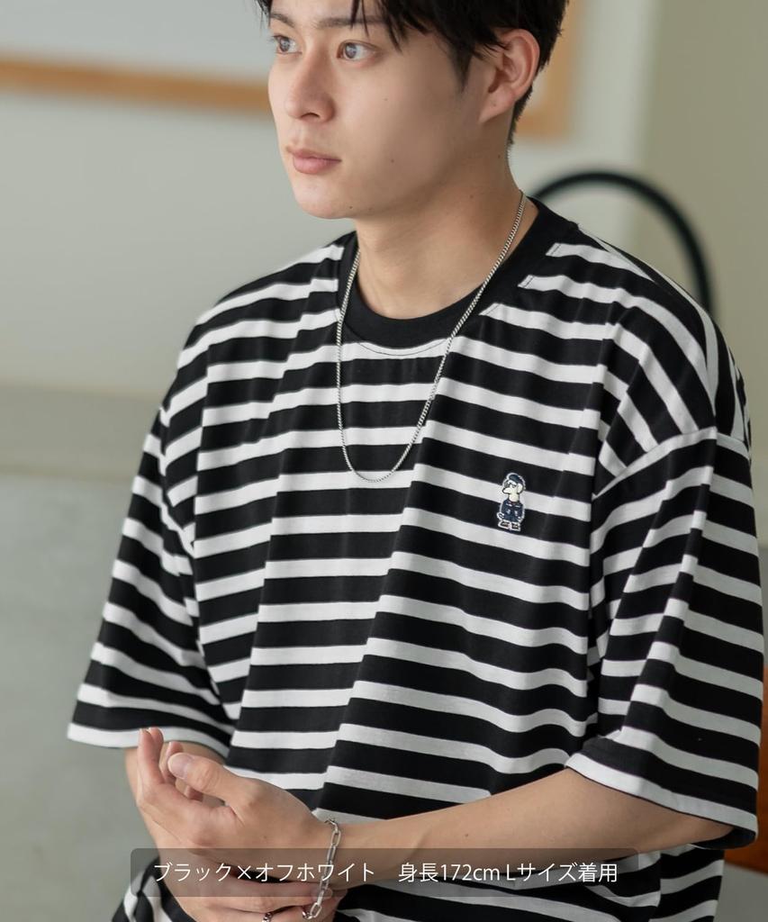 IMPROMES Casual SIDEWAYSTANCE Embroidered Downer Dog Border Short Sleeve T-Shirt, Men's, Off-White X Navy