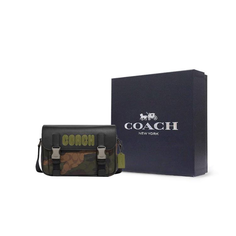 New COACH Track Cow Leather Patchwork Shoulder Bag Crossbody Bag Medium Size Men's Monogram Jasper Mix CC018-QBUOX