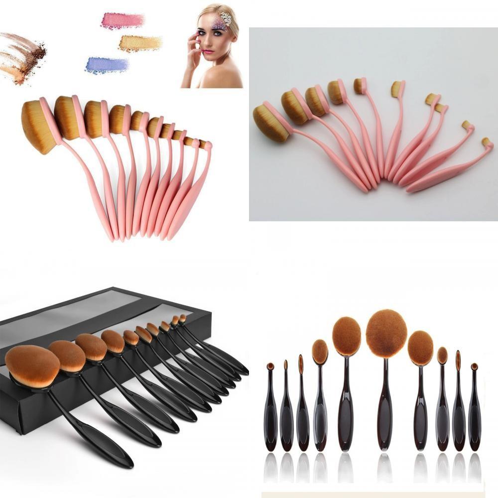 Classic Makeup Brush Set 10 Pieces With Synthetic Fibers For Flawless Foundation Application