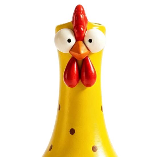 Weather Resistant Garden Art Resin Big Eyed Chicken Vase for Flowers, Cute Animal Planter, Small Flower Decorative Figurine Home Pot, Statue