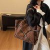 Women's Soft Large Capacity Leopard Shopper Shopping Bag New Travel Casual Shoulder Bag Handbags and Purses CLE