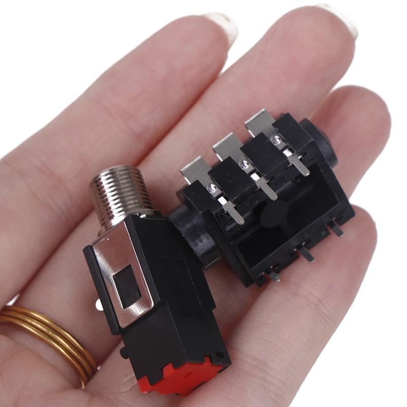 5PCS PCB Mount 6 Pin Input Output Jack Dual Channel Female 6.35mm Jack Stereo 1/4 Inch Guitar Pedal Input Jack Socket