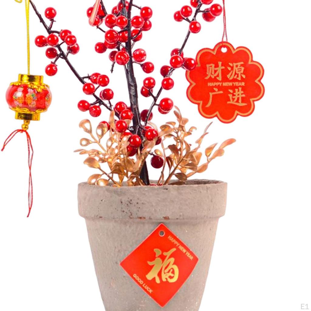 Artificial Potted Flower Bonsai Chinese Year Ornaments for Garden Dining Room