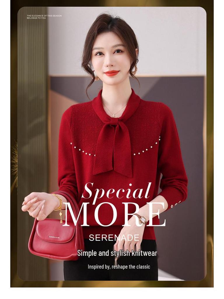 Women's High-End Wool Sweater: Slim Fit, Scarf Collar, Versatile Fashion Design