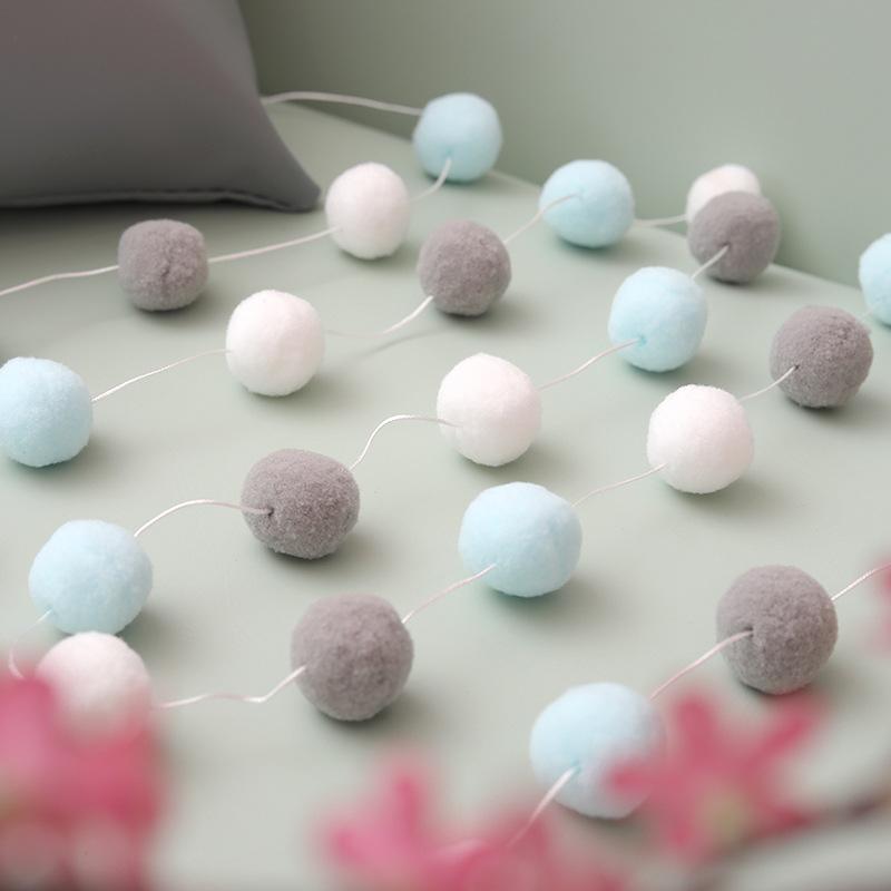 2.5Meter Colorful Pompom Pendant Garland Ins Nordic Style Wool Felt Ball String DIY Handmade Nursery Children Room Decor