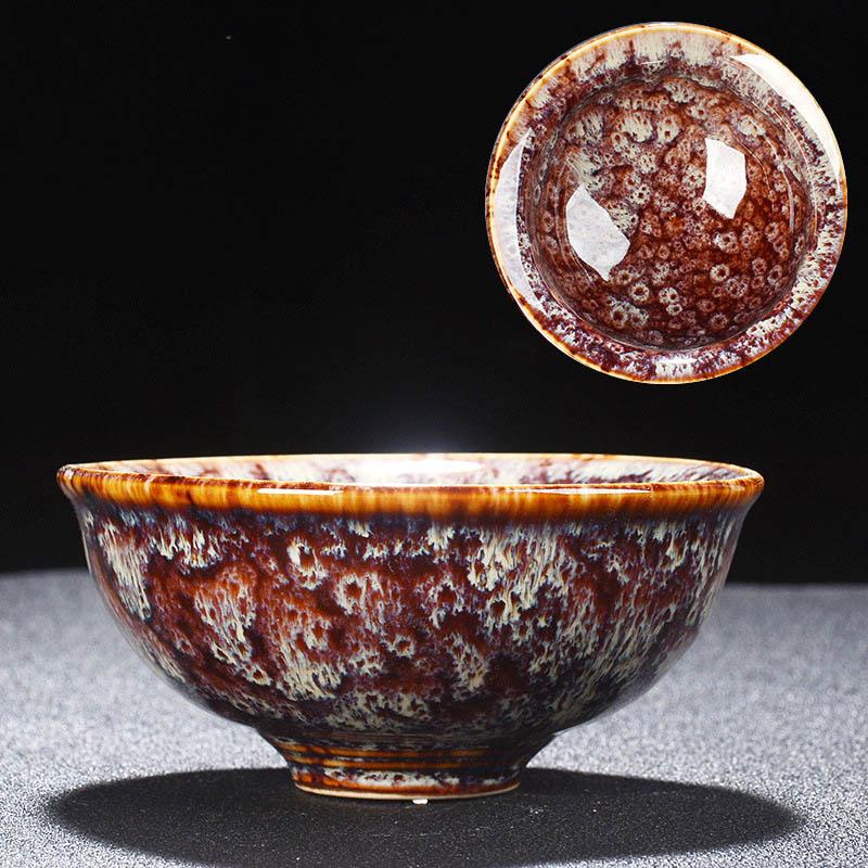 2 pezzi tazza da tè con smalto Temmoku, tazza da tè artistica, tazza in ceramica da forno Build, tazza da tè, servizio da tè cinese Jingdezhen Cielo stellato, opera d'arte bellissima