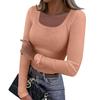Women's  And Winter Slim Bottom T-shirt Fashion Casual Solid Color O Neck Pullover Long Sleeve Top