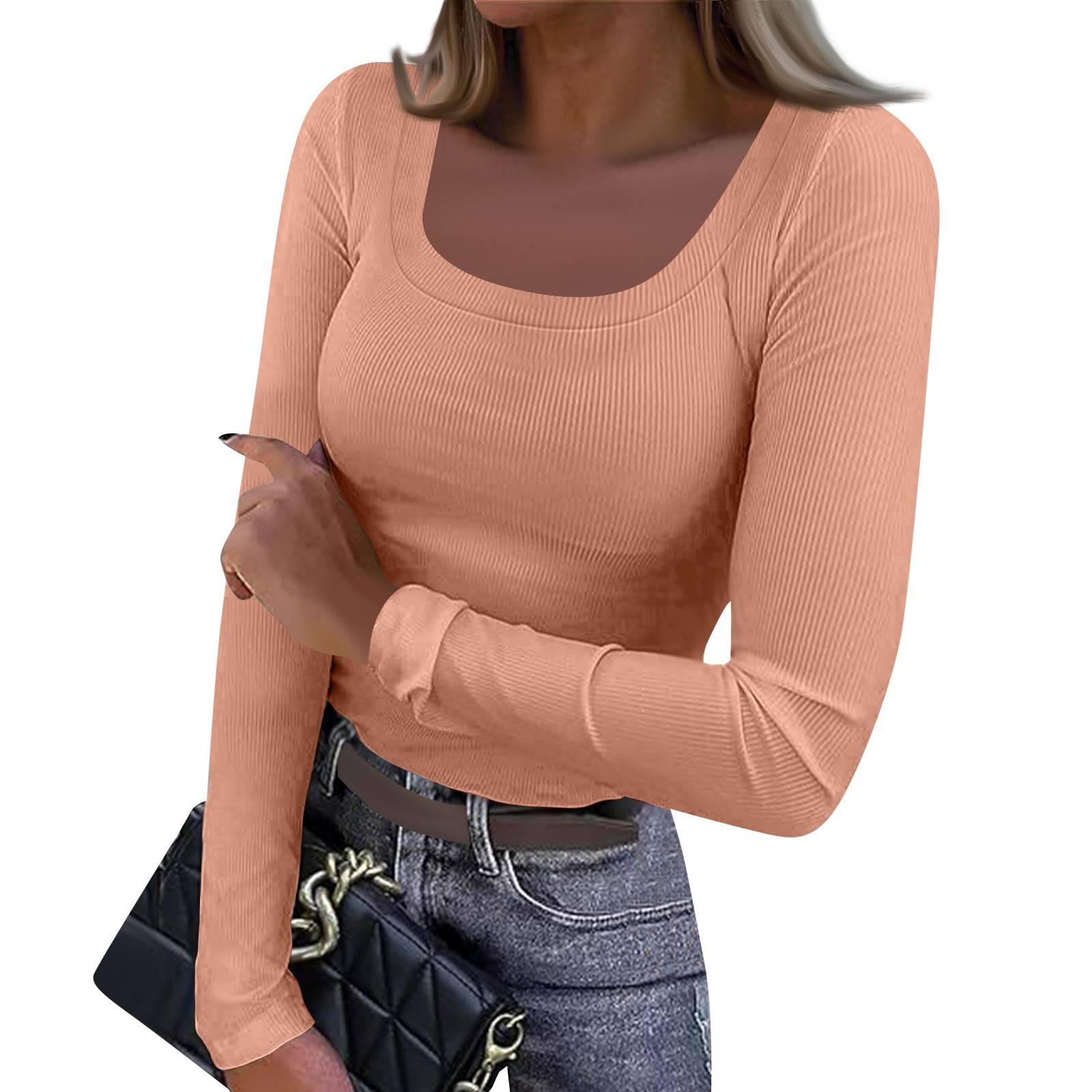 

Women s And Winter Slim Bottom T-shirt Fashion Casual Solid Color O Neck Pullover Long Sleeve Top XXL