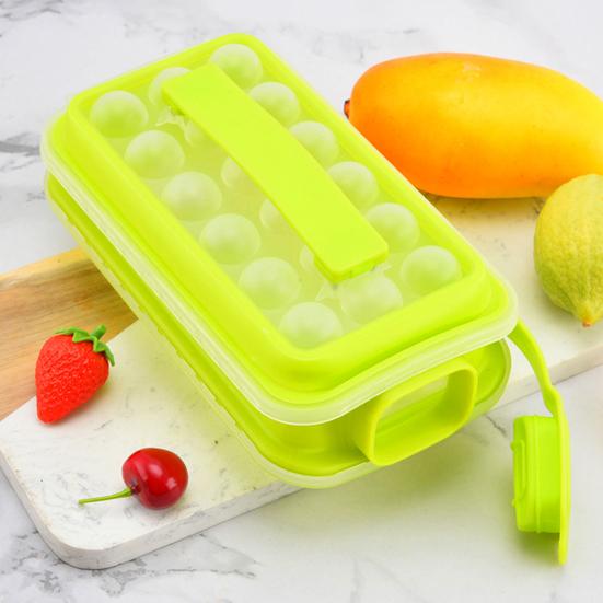 Eiswürfelform mit Deckel Lebensmittelechtes Silikon Eiswürfelbereiter BPA-frei Einfaches Entformen Ein-Klick-Entnahme Eiswürfelschale für Gefrierschrank