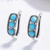 Náušnice kruhy v bohémském stylu s imitací tyrkysu pro ženy, vintage stříbrná barva, párty náušnice, šperky, dárky