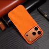 Coque Magsafe de Luxe en Fibre de Carbone Texturée Orange pour iPhone 17 Pro Max / 17 Pro Chargement Sans Fil Alliage Protection Lentille Couverture PC