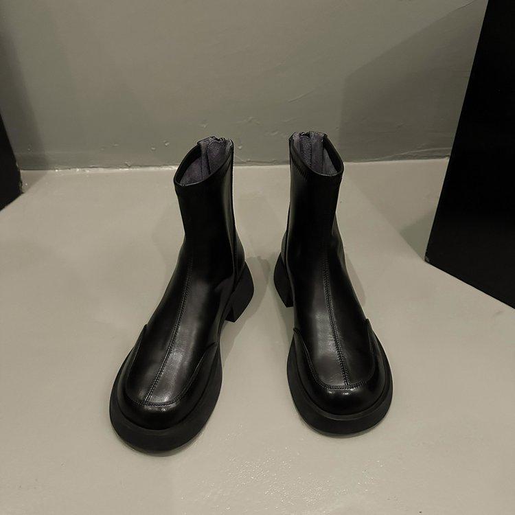 

British style retro Martin boots women s autumn and winter 2025 new velvet short boots versatile thick-soled elastic thin boots 40