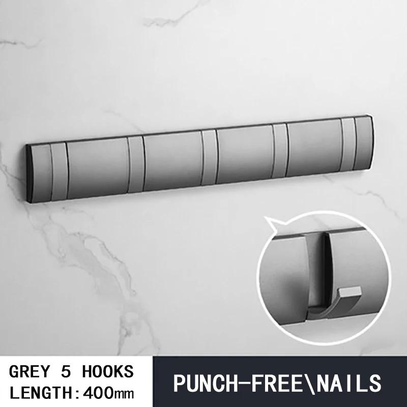 Black Golden Robe Hooks Folding Towel Hanger Nail Free Installation Wall Hooks Coat Clothes Holder Rack Coats 1-6 Hook Bathroom