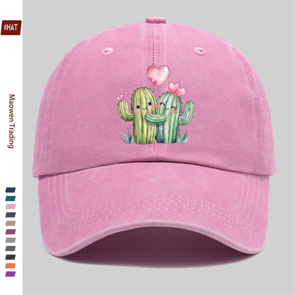 Pc Heart Cactus Print Baseball Cap Casual Style Design Decor Hat Comfortable Lightweight Sun Hat with Adjustable Strap Fashi