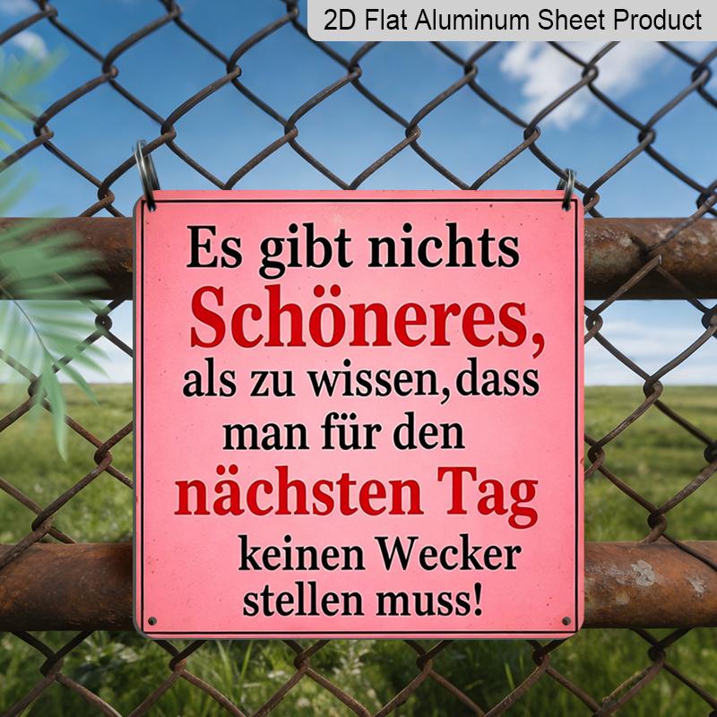 2D Flat, 1pc Funny German Retirement Quote Sign Nothing Better Than Knowing You Don t Need An Alarm Tomorrow - Vintage Wall Art Plaque Suitable for 20*20cm