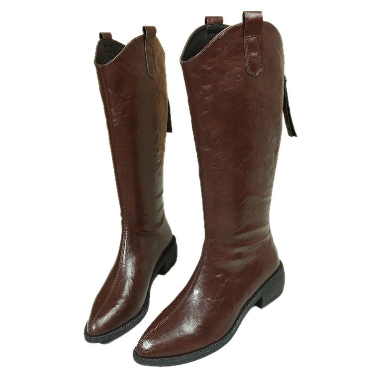 2025 autumn and winter new fashion boots pointed V mouth tall tube long tube but knee fashion Korean version versatile British