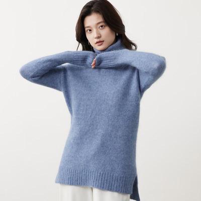 SinoFuDe Women's Wool Blend High-Neck Knit Sweater