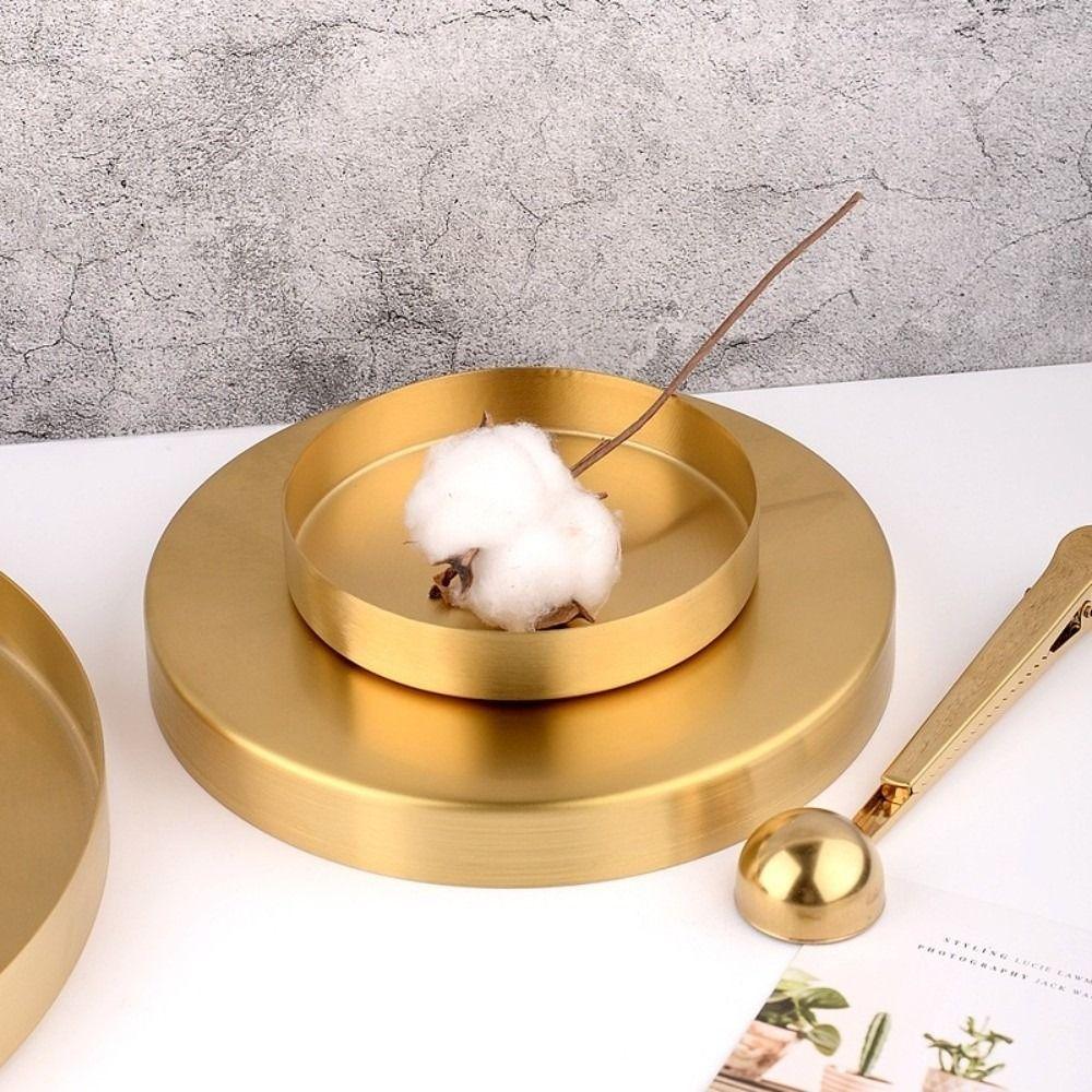 Ronde Vorm Metalen Decoratieve Schalen Roestvrij Staal Sieraden Display Plaat voor Bureau