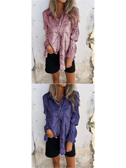 2026 European Spring Women's Casual Suede Lapel Shirt