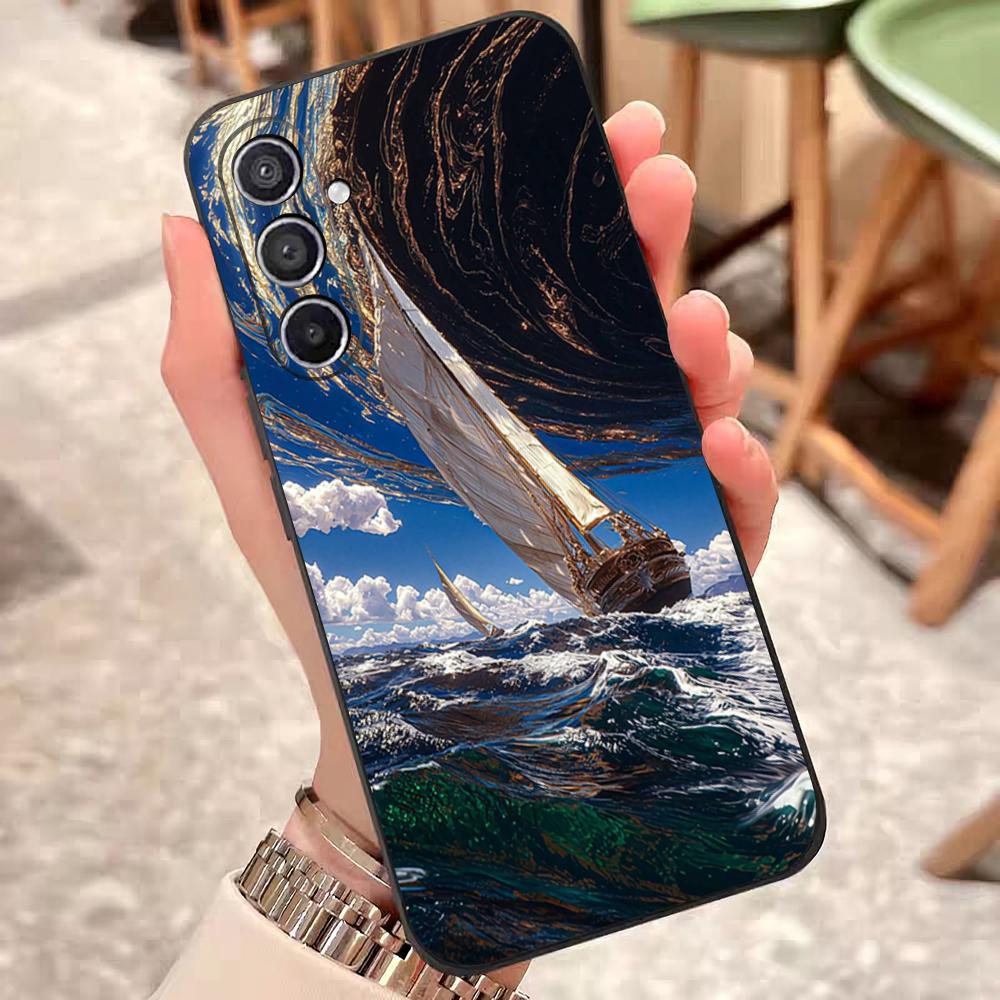 Sailing Boat Art Paintings Phone Case For Samsung S25 Edge S24 S23 S22 S21 S20 Ultra Plus Fe Galaxy A54 A53 A34 A25 A16 Silicon