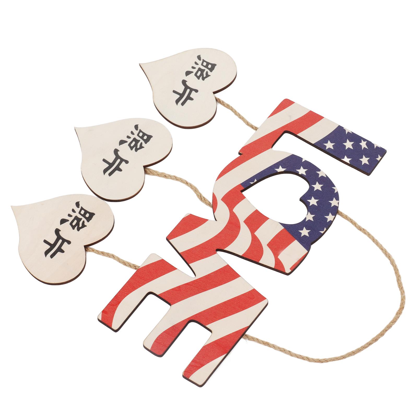 Independence Day Sign Colorblock Design LOVE Shape Festive Theme DIY Composite Wood 4th of July Decorations